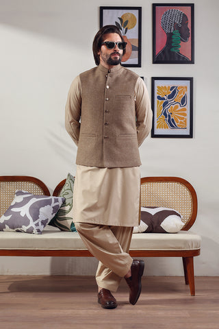 Skin Textured Yarn Dyed Waistcoat (2-Piece) - Image 13