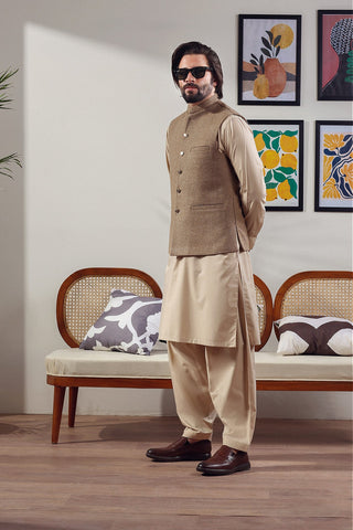 Skin Textured Yarn Dyed Waistcoat (2-Piece) - Image 8