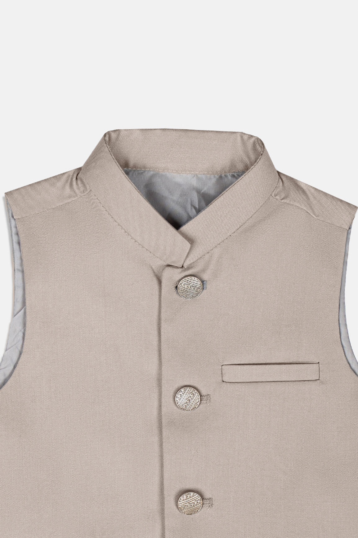 Beige Suiting Fabric Kids Waistcoat (1-Pc) - Image 2