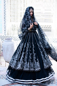 Midnight Black Embroidered Organza Anarkali (2-Piece) - Image 2