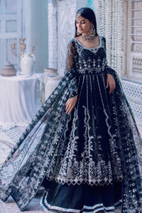 Midnight Black Embroidered Organza Anarkali (2-Piece) - Image 3