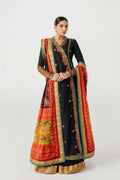 Black Embroidered Lawn Angrakha Dress (3-Piece) - Image 1