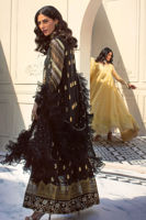 Black Gota Lorex Silk Net Angrakha (3-Piece) - Image 5