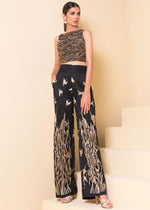 Black Embellished Korean Rawsilk Blouse and Pants (2-Piece) - Image 2