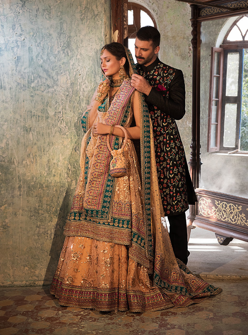 Black Embroidered Cotton Jacquard Sherwani (3-Piece) - Image 10