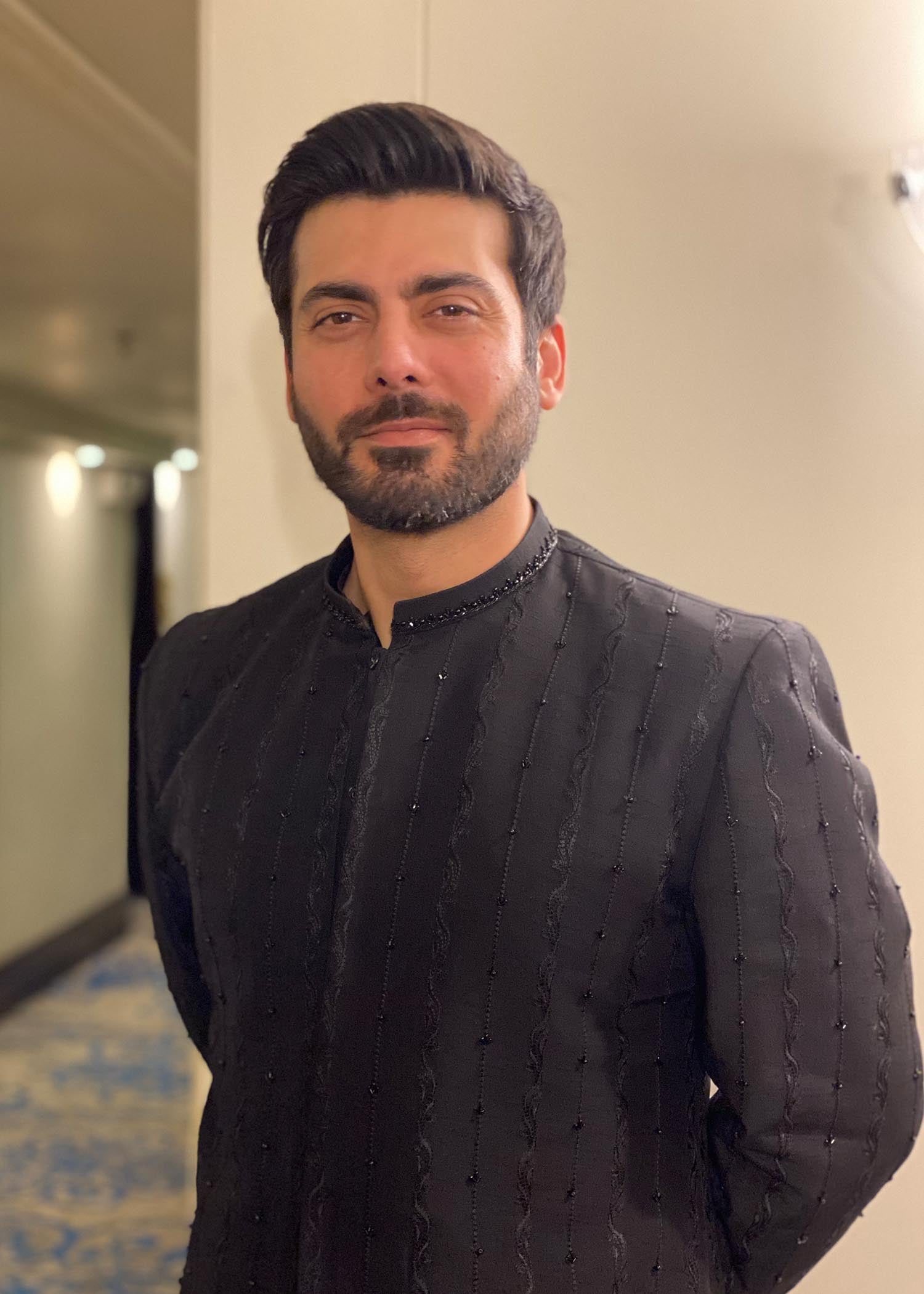 Black Zardozi Crystal Korean Raw Silk Sherwani (2-Piece) - Image 2