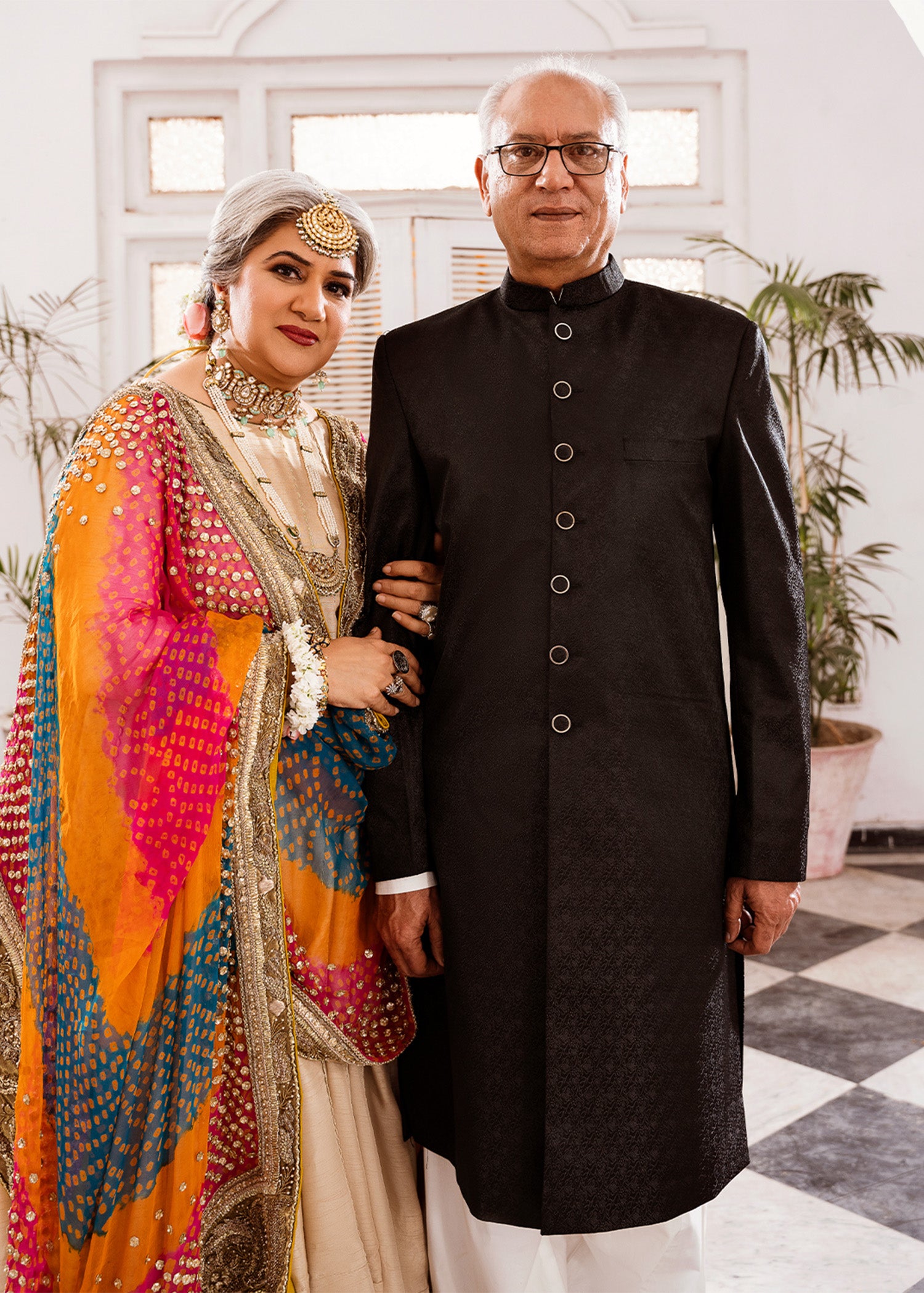 Black Pure Fabric Achkan Sherwani (2-Piece) - Image 1