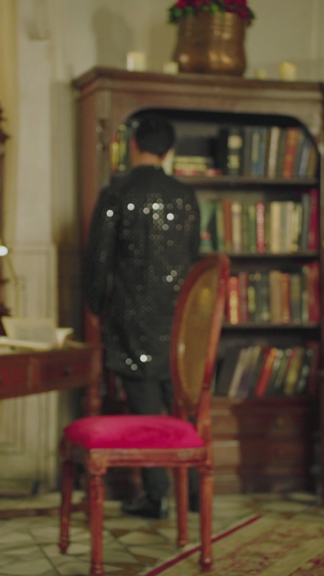 Black Sequin Resham Raw Silk Sherwani (3-Piece) - Image 10