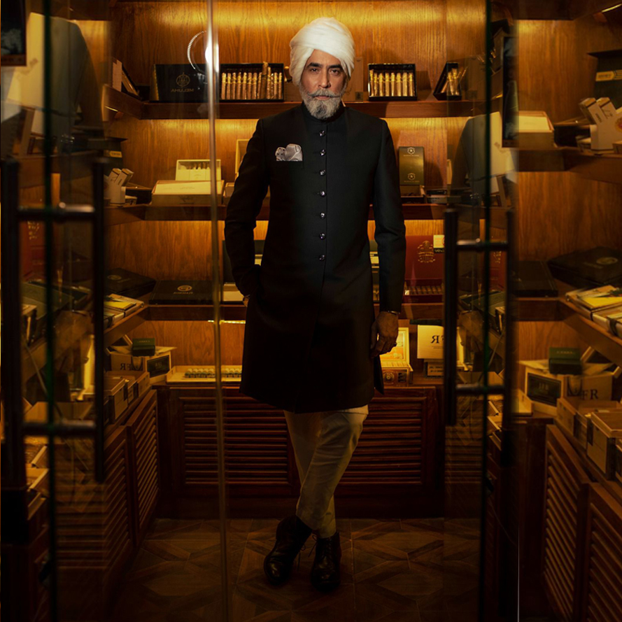 Carbon Black Raw Silk Sherwani (3-Piece) - Image 2