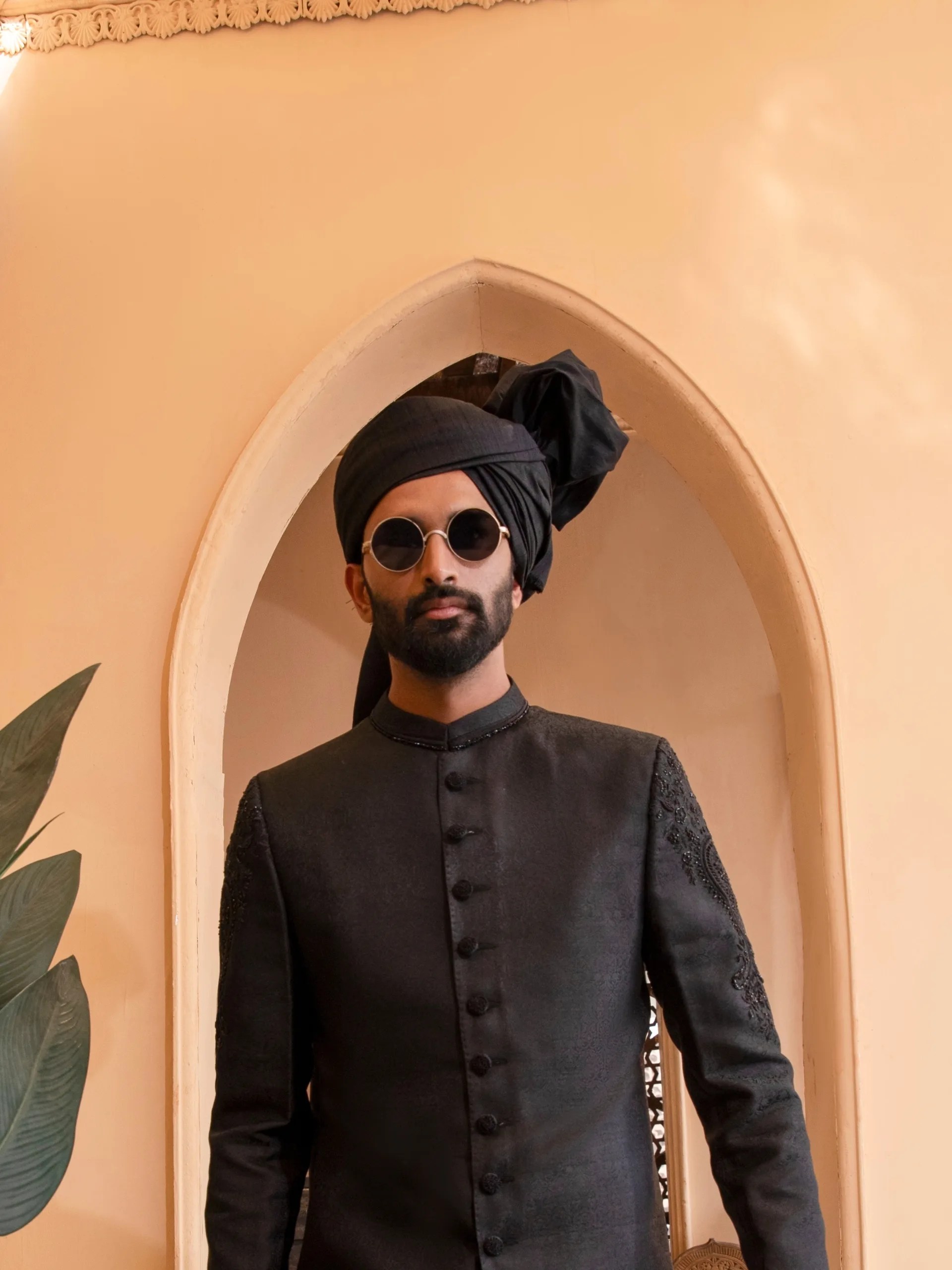 Black Cut Dana Embroidered Silk-Blend Sherwani (2-Piece) - Image 7