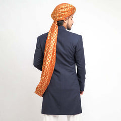 Black Embroidered Velvet Achkan Sherwani (5-Piece) - Image 5