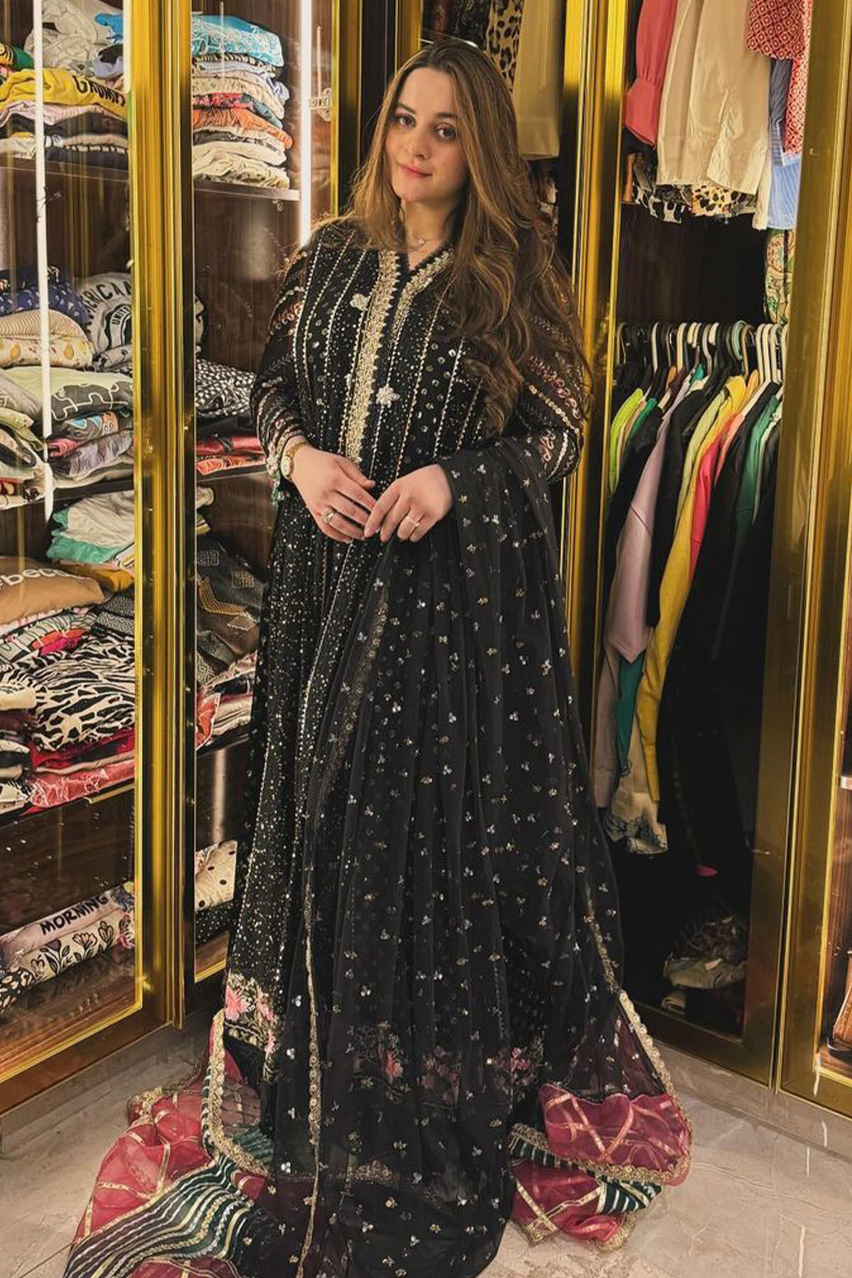 Black Chikankari Zardozi Anarkali Dress (2-Piece) - Image 1