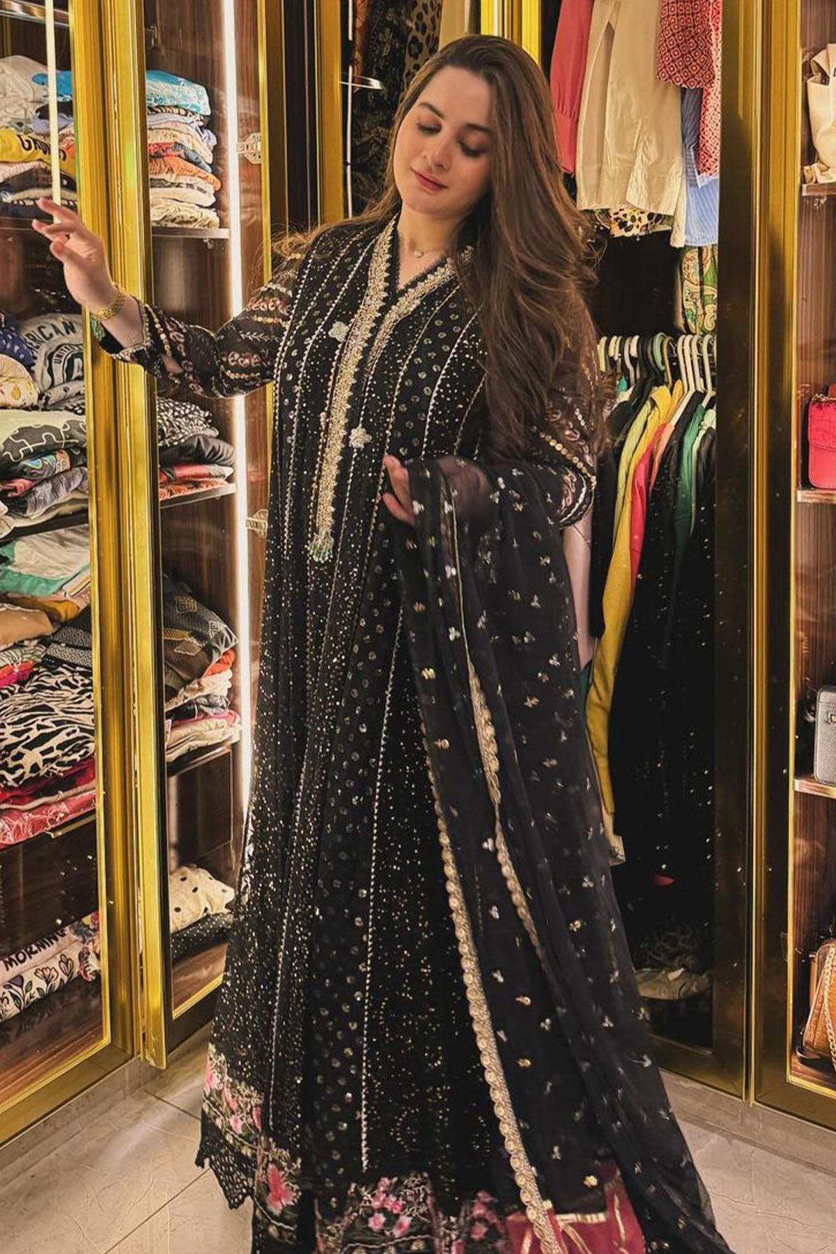 Black Chikankari Zardozi Anarkali Dress (2-Piece) - Image 5