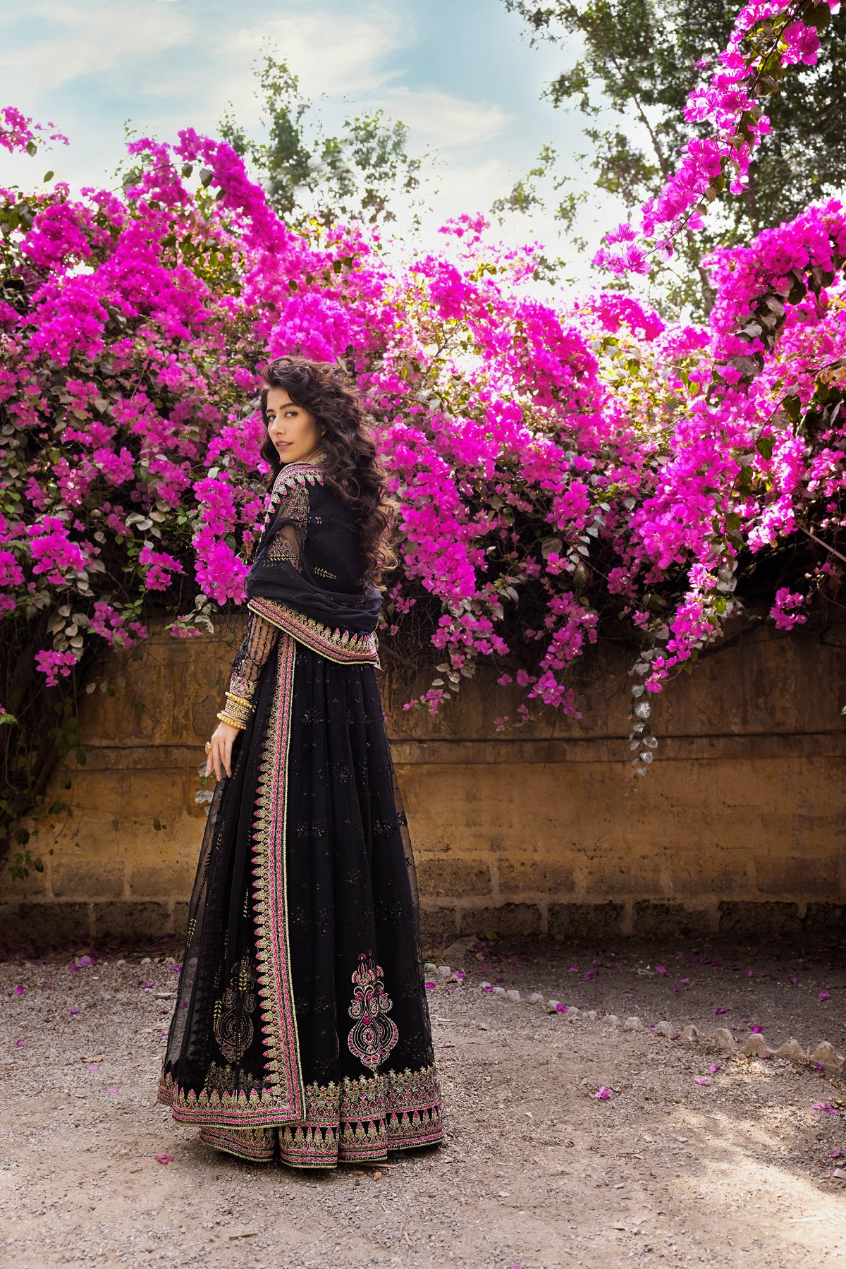 Black Embroidered Net Anarkali Dress (2-Piece) - Image 11