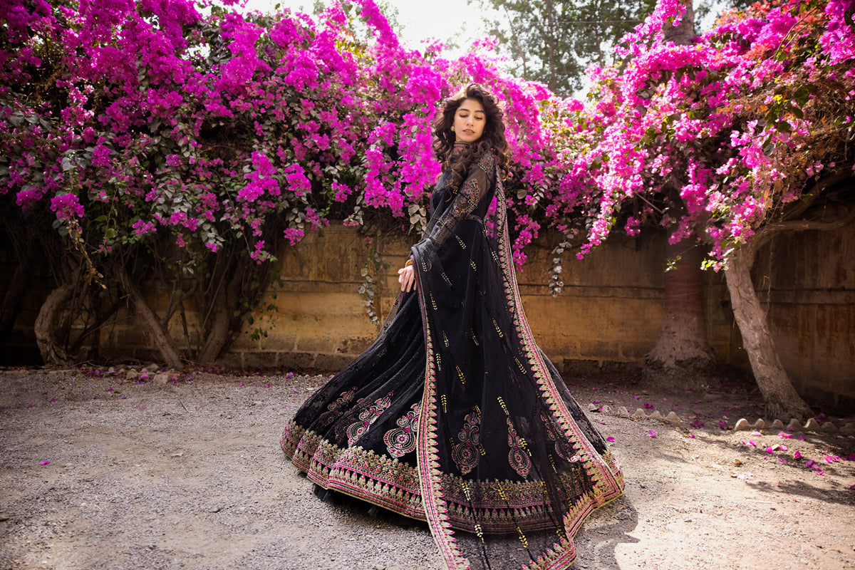 Black Embroidered Net Anarkali Dress (2-Piece) - Image 13