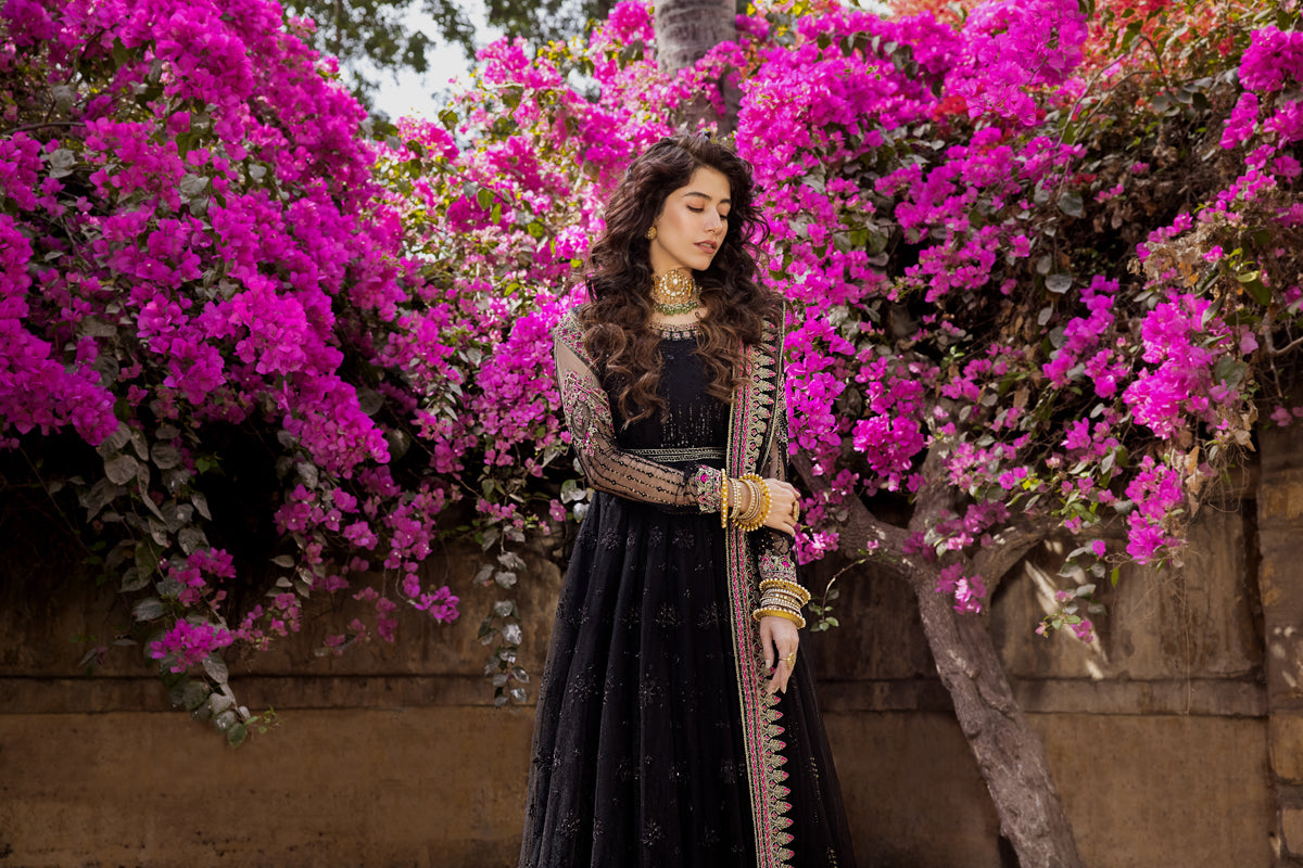 Black Embroidered Net Anarkali Dress (2-Piece) - Image 14