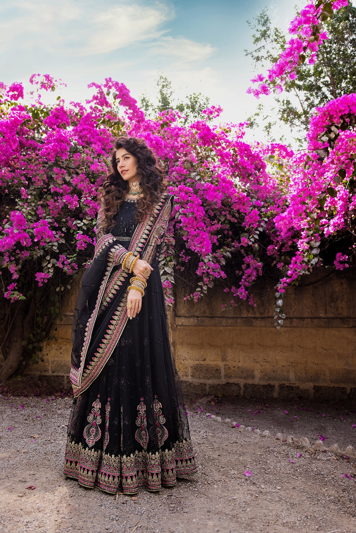 Black Embroidered Net Anarkali Dress (2-Piece) - Image 8