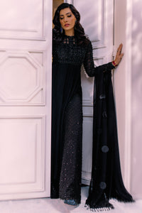 Pakistani Black Crystal Georgette Silk Anarkali Dress (3-Piece) - Image 1