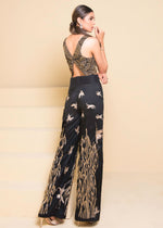 Black Gold Embroidered Korean Raw Silk 2-Piece Set - Image 3