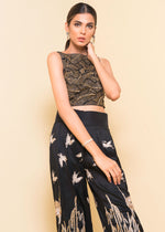 Black Gold Embroidered Korean Raw Silk 2-Piece Set - Image 4