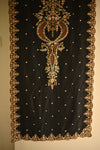 Black Zardozi Embroidered Silk Jamawar Chaadar (1-Pc) - Image 3