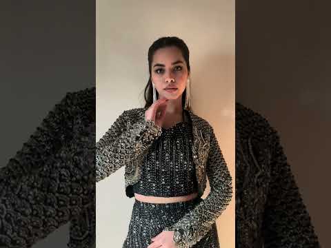 Indian Black Sequin Embellished Silk-Blend Co-ord Set (3-Piece) - Image 12