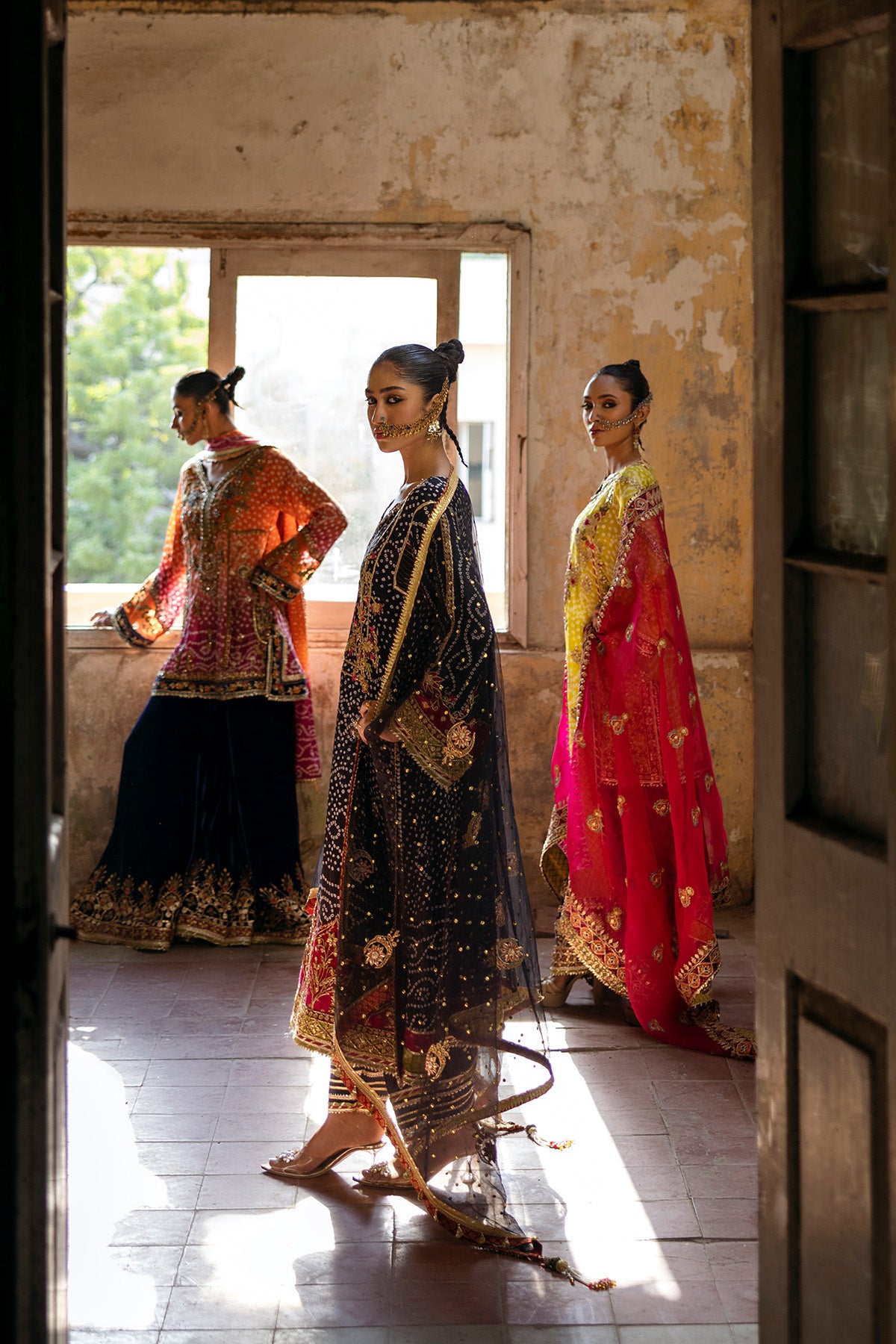 Pakistani Black Gota Embroidered Net Mukesh Dupatta (1-Pc) - Image 2