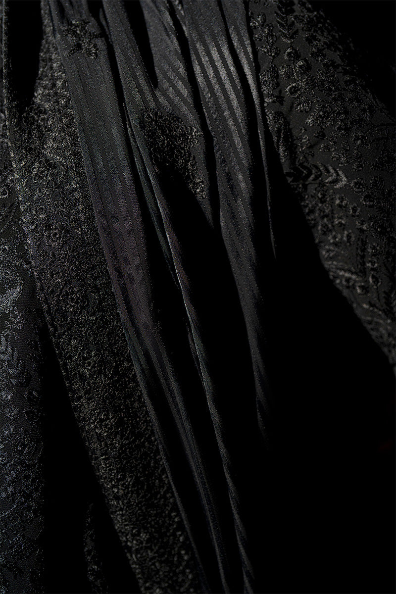 Black Embroidered Silk-Chiffon Men’s Kurta (2-Piece) - Image 4