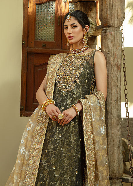 Pakistani Black & Gold Embroidered Shabnum Mesori Gharara (3-Piece) - Image 5