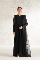 Black Embroidered Chiffon Formal Gown (2-Piece) - Image 2