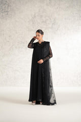 Black Embroidered Chiffon Formal Gown (2-Piece) - Image 3