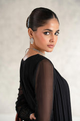 Black Embroidered Chiffon Formal Gown (2-Piece) - Image 7