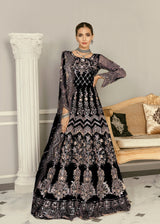 Black Hand-Embellished Net Formal Gown (2-Piece) - Image 3