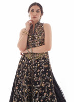 Pakistani Black Hand-Embellished Net & Organza Gown (2-Piece) - Image 3