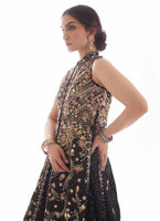 Pakistani Black Hand-Embellished Net & Organza Gown (2-Piece) - Image 4