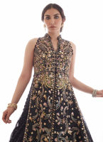 Pakistani Black Hand-Embellished Net & Organza Gown (2-Piece) - Image 5