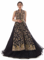 Pakistani Black Hand-Embellished Net & Organza Gown (2-Piece) - Image 6