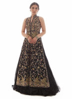 Pakistani Black Hand-Embellished Net & Organza Gown (2-Piece) - Image 7
