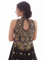 Pakistani Black Hand-Embellished Net & Organza Gown (2-Piece) - Image 8
