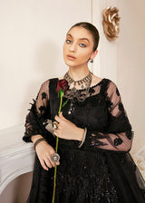 Pakistani Black Hand-Embellished Net & Tissue Gown (2-Piece) - Image 5