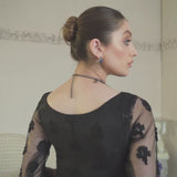 Pakistani Black Hand-Embellished Net & Tissue Gown (2-Piece) - Image 7