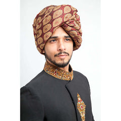 Black Zardozi Embroidered 130's Suiting Sherwani (5-Piece) - Image 3