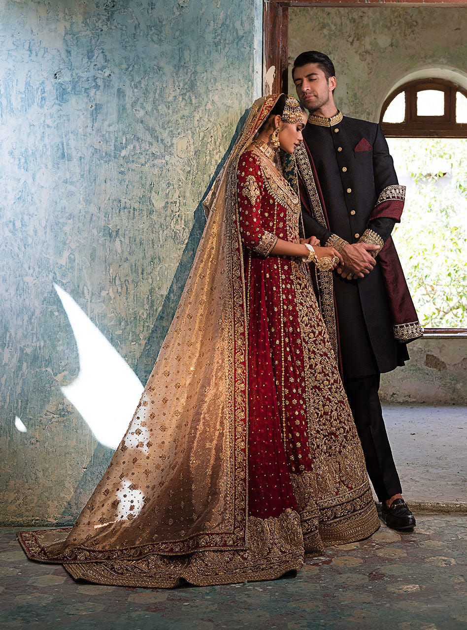 Black Embroidered Cotton-Jacquard Sherwani (3-Piece) - Image 10