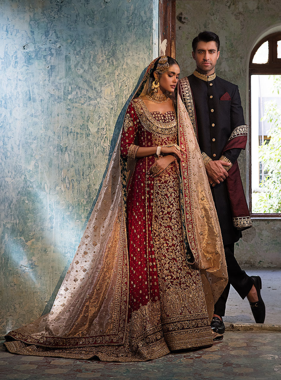 Black Embroidered Cotton-Jacquard Sherwani (3-Piece) - Image 8