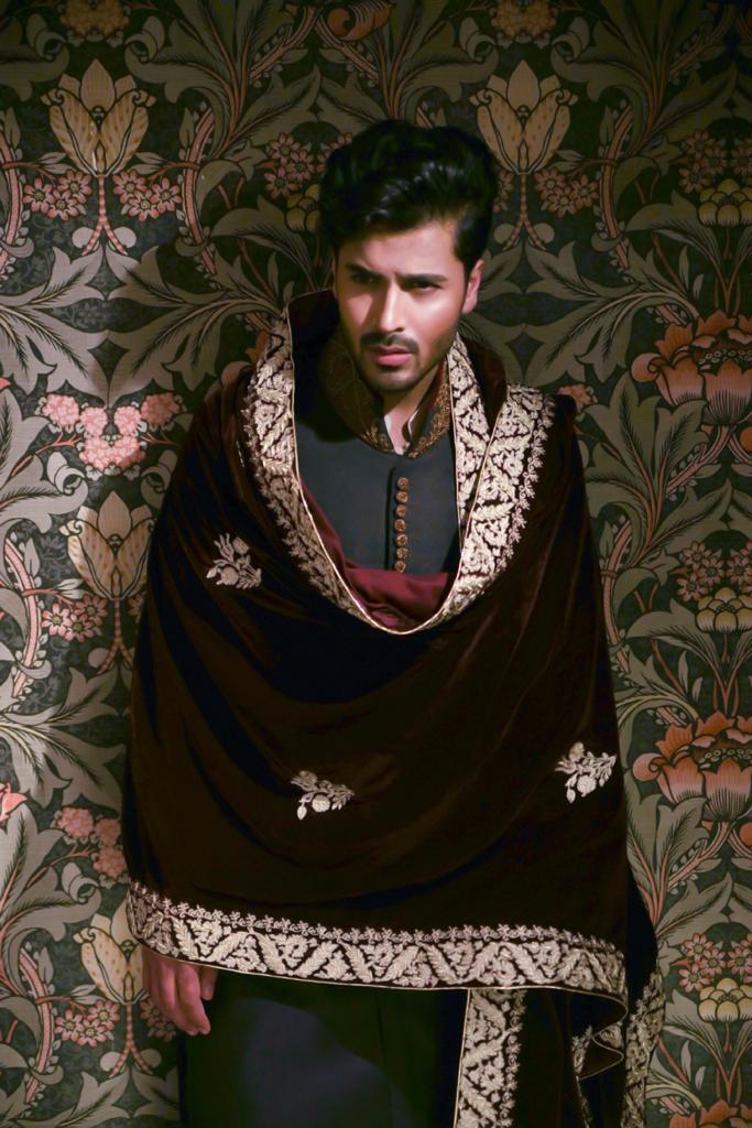 Slate Black Embroidered Silk-Blend Sherwani (3-Piece) - Image 1