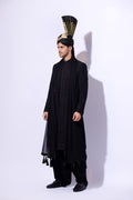 Black Embroidered Silk-Blend Sherwani (3-Piece) - Image 5