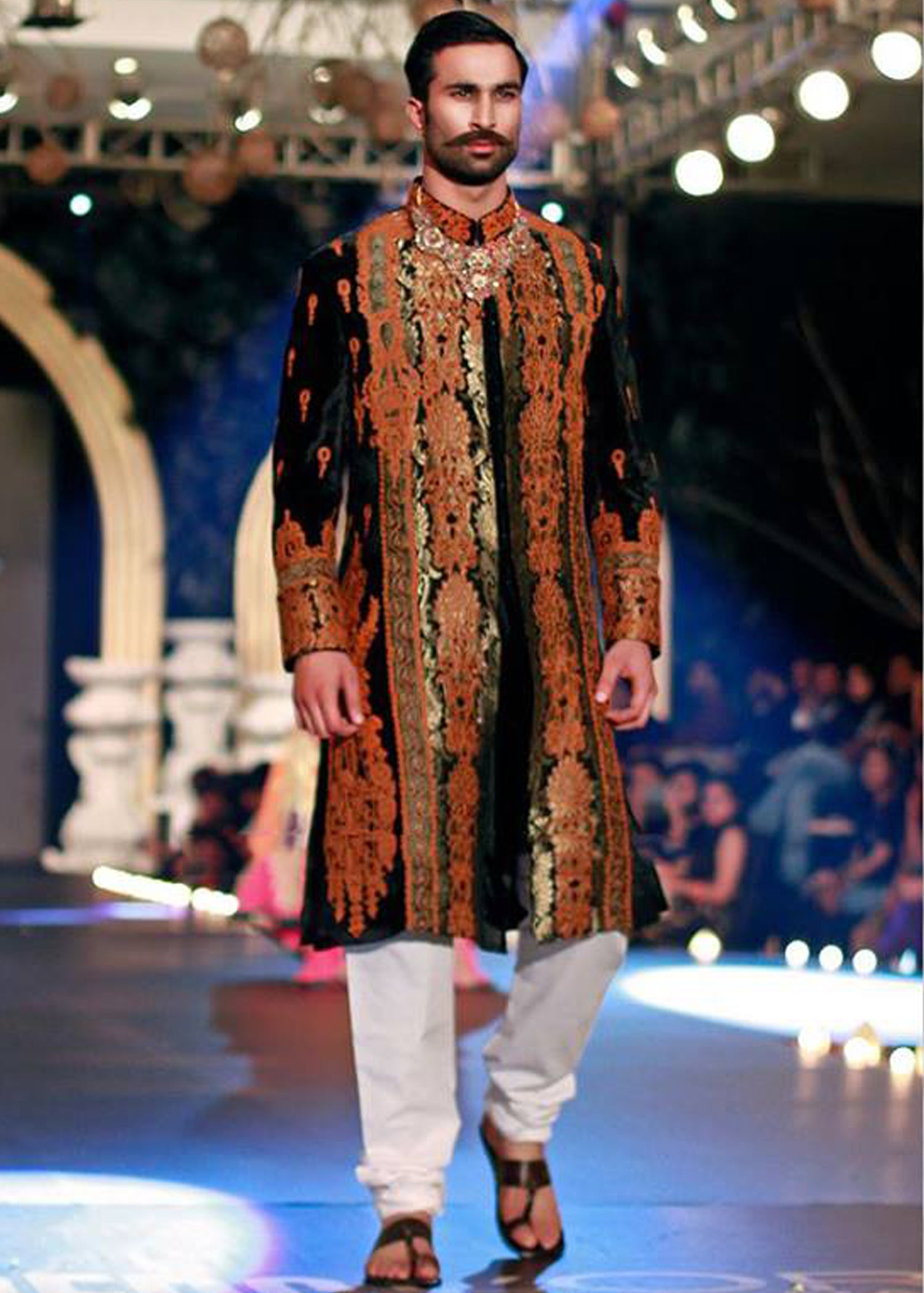 Black Embroidered Velvet Groom Sherwani (2-Piece) - Image 1