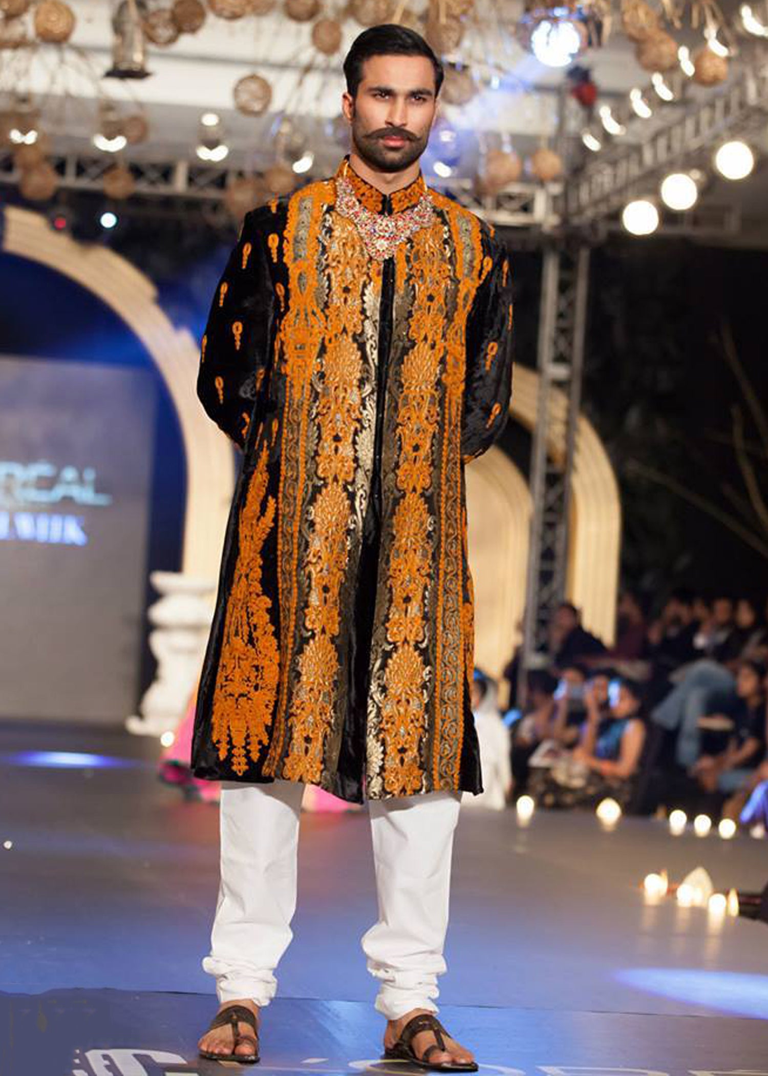 Black Embroidered Velvet Groom Sherwani (2-Piece) - Image 2