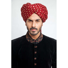 Jet Black Zardozi Velvet Groom Sherwani (3-Piece) - Image 4