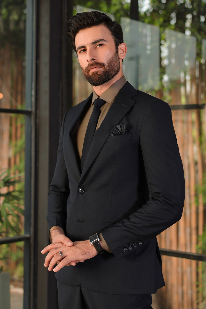 Black Cotton-Wool Blend Two-Piece Suit (2-Piece) - Image 2